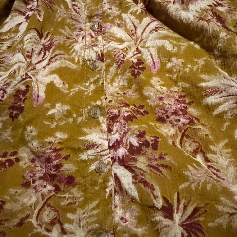 Pilcro Floral Button-Up in Mustard and Rose - Picture 3 of 3